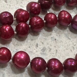Natural south sea genuine red purple round pearl necklace